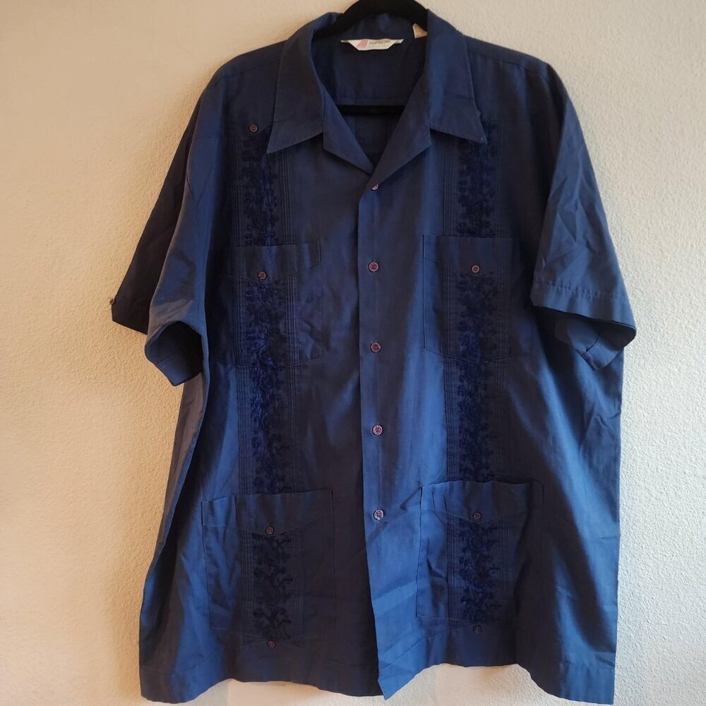 Vintage Supreme Guayabera Shirt Mens 2XL Embroidered 4 Pocket Cuban 90s